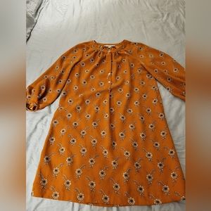 Mustard yellow Loft Dress with separate belt, size Small